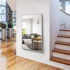 36x55inch Bathroom Mirror, Silver Rectangle Mirror with Thin Metal Frame, Large Rectangular Wall Mirrors for Bathroom, Living Room, Hair Salon, Big Mirror Hang Horizontal/Vertical