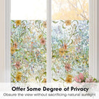 Volcanics Stained Glass Window Film with Installation Tools, Rainbow Window Privacy Film, Decorative Window Clings for Glass Windows, Static Cling Sun Blocking Floral Decals, 17.5 x 78.7 Inch