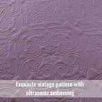 Exclusivo Mezcla Twin Quilt Bedding Set with 1 Pillow Sham, Lightweight Dusty Lavender Twin Size Quilt Bedspread with Vintage Damask Pattern, Soft Bedspreads Coverlets for All Seasons