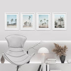SIGNWIN Framed Washed Out Tropical Island Wall Art, Set of 4 Island Palm Tree Beach Landscapet Wall Decor Prints, Nature Wilderness Wall Décor for Living Room, Bedroom - 12"x16" White