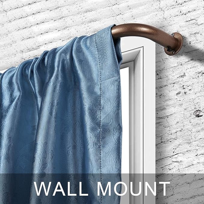 Room Darkening Curtain Rod, Wrap Around Design, Extra-Thick 1-Inch Diameter Single Drapery Rod, Extendable Metal Rod Set for the Blackout Curtains and Sheer (Coffee Gold, 28-48")