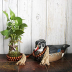 CVHOMEDECO. Wood Grain Beads Garland with Tassels Farmhouse Rustic Wooden Prayer Bead String Wall Hanging Accent for Home Festival Decor. Dark Tan