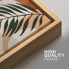 SIGNFORD Framed Canvas Print Wall Art Mid-Century Palm Leaf and Geometry Symbols Abstract Shapes Illustrations Modern Boho Nature Colorful Chic for Living Room, Bedroom, Office - 24"x36"x2 Natural