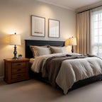 QiMH Farmhouse Table Lamp Set of 2, Rustic Table Lamps for Living Room, Vintage Nightstand Lamp with Rotary Switch, Beside Lamps for Bedroom, Traditional Table Lamps with Linen Shade, Matte Black