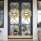 Artgar Fall Wreath, Fall Wreaths for Front Door, 24 in Fall Decor Floral Wreath, Door Wreaths for Front Door Outside All Season for Thanksgiving Home Indoor Outdoor Wall Decor (Wheat)