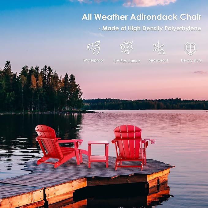 GREENVINES Adirondack-Ottoman | HDPE Plastic | Outdoor Footrest | All Weather | Foot Rest | Foot Stool | Red | for Adirondack Chair | for Patio Backyard Pool