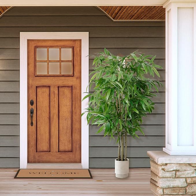 Artificial Bamboo Tree, 6 FT Fake Tree, Faux Silk Plant with Pot, Fake Plants for Home Office Indoor Outdoor Decor, 7 Natural Bamboo Trunks
