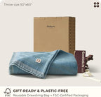 Bedsure 100% Cotton Throw Blanket for Couch - Chenille Woven Textured Blanket Gifts for Women, Cozy and Soft for All Seasons, Home Decor Boho Throw for Bed, Sofa, Tapestry, 50x60 Inches