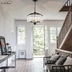 Modern Crystal Chandelier for Dining Room - Adjustable 5 Lights Black Farmhouse Pendant Light Fixture Hanging for Foyer Bedroom Living Room Hallway Kitchen