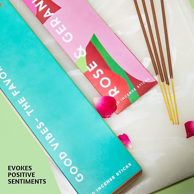 Folkulture Incense Sticks | Set of 6 (120 Non Toxic Insence-Sticks) with 45 Mins Burn Time | Lavender, Frankincense, Rose and Geranium, Jasmine, Sandalwood | Organic Nag Champa Inscents-Sticks
