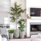 Craft flowerpots 16"+12"+10" Dia Round Concrete Planter Set of 3 Large Outdoor/Indoor Planter Pots Containers with Drainage Holes and Rubber Plug for Home Garden (Grey, Large)