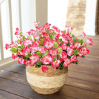 Hibiscus Artificial Flowers Plants for Outdoors Decoration, 6 Bundles Silk Hibiscus Bouquet Tropical Flowers Artificial Realistic UV Resistant Fake Flower for Outside Planter Porch Patio Balcony, Pink