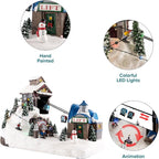 Animated Christmas Village Powder Ridge Resort | Christmas House Collection Accessories Figurines for Christmas Decorations and Gift | Motion & Sound Multicolor LED Lights 14" x 9" x 11"