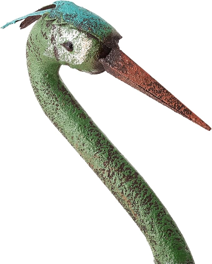 Alpine Corporation 40" Tall Outdoor Rustic Metal Crane Statue Yard Art Decoration