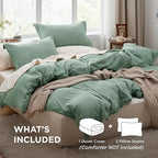 Bedsure Sage Green California King Duvet Cover - Prewashed Cotton-Like Extra Soft Bedding Set, Includes 1 Cal King Duvet Cover 104x98 Inches with Zipper Closure & 2 Pillow Shams, No Comforter