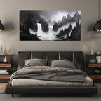 Mountain Hand Painting Wall Decor For Living Room - Extra Large Waterfall Pictures Wall Art For Office - Landscape Canvas Wall Art For Bedroom Size 36 x 72 Inch