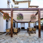 Artificial Hanging Flowers Plants for Outdoor Spring Decoration, 2 PCS Fake Silk Daisy Flower Planter UV Resistant Look Real for Outside Patio Porch Home Summer Decor (Double Purple)