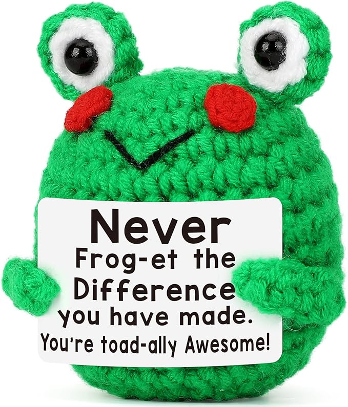 Thank You Teacher Appreciation Gifts, Funny Christmas Encouragement for Teacher Coworker Employee Boss Nurse Graduation Appreciation Week, End of School, Stocking Stuffer, Mini Handmade Crochet Frog
