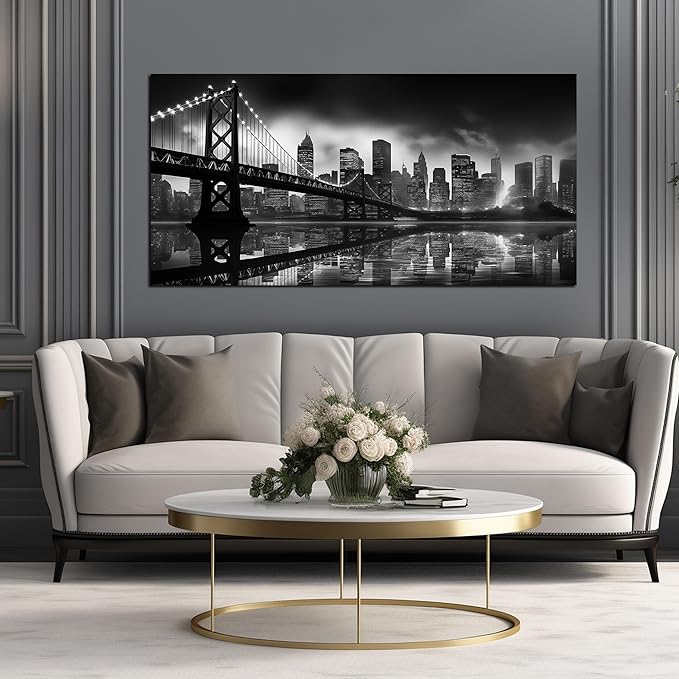 Brooklyn Bridge Wall Art Large City Wall Decor for Living Room Office Wall Decor 29 x 59 Inch