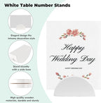 24PCS White Table Number Stands, Wooden Lightweight Wedding Table Name Holder, Small Size Place Card Holders, Semicircular Design, for Office Tag Photo Menu Clips Wedding Birthday Party Restaurant