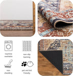 Keen Home Design 9x12 Rug - Machine Washable Area Rug with Non-Slip Backing, Ideal for Living Room, Dining Room, Bedroom - Vintage, Easy Clean, Durable, Low Pile Rug - (9' x 12')