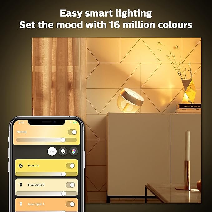 Philips Hue Iris Smart Table Lamp, Gold- White and Color Ambiance LED Color-Changing Light- 1 Pack- Control with Hue App- Compatible with Alexa, Google Assistant, and Apple Homekit