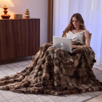 Lotus Karen Faux Fur Throw Blanket Tie-Dye Dark Coffee - Big Bubble Rabbit Fluff Blanket for Couch,Small Fluffy Fuzzy Cozy Blanket,Thick Furry Plush Shaggy Blankets,60x80 Inches