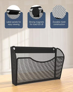 2 Pack 1-Tier Magnetic File Holder - No Drilling Installation File Organizer, Large Capacity Magnetic File Holder for Refrigerator, File Cabinets, Whiteboard, Office, Kitchen