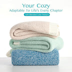 Joiedomi Throw Blanket for Couch Bed Sofa, Blue Knitted Blankets Gifts for Women Mom Girls, Cozy Cute Soft Throw Home Room Decor Aesthetic for Women Mothers Birthday Gifts 50x70 Inches