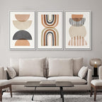 SIGNWIN Framed Canvas Print Wall Art Set Geometric Rainbow Semi-Circle Collage Abstract Shapes Illustrations Modern Art Contemporary Minimal Ultra for Living Room, Bedroom, Office - 16"x24"x3 White