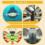 Solar Dragonfly Wall Art, 12-Inch Metal Garden Decor, Color Changing LED Lights, Multicolor