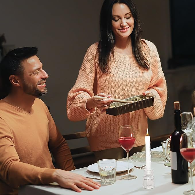 Candlestick Holders Set of 6, Ribbed Glass Taper Candle Holders, Reversible Clear Tealight & Candle Stick Candle Holder Vintage Crystal Tealight Candle Holder for Wedding Dinner Party