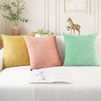 CaliTime Throw Pillow Covers Decorative 22 X 22 Inches Pack of 2 Cozy Chenille Cushion Cases for Couch Sofa Bed Living Room Home Grey Green