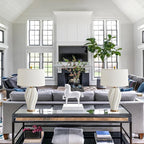 Plug in White Large Ceramic Table Lamps 26.75In, Modern Textured Table Lamp Decorative for Living Room Bedroom Nightstand Bedside Office Desk