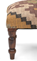 Handmade Jute Soft Ottomans Square Shape Stool for Sitting and Foot Rest with Wooden Legs, Entryway Modern Stool for Living Room, Bedroom, Hall (Yellow, L 15.74 x W 15.74 x H 14 inch)