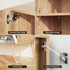 SIGNWIN Sideboard Buffet Cabinet, Kitchen Storage Cabinet with 2 Doors, Mid-Century Tree Silhouetten, Cupboard Console Table for Dining Room - 35" L x 18" W x 29" H