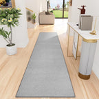 Runner Rug with Non Slip Rubber Backing, Washable Soft Floor Carpet for Kitchen, Hallway, Entryway Indoor, Bedroom, Laundry, Low Pile Area Rugs, Solid color with Pointillism style, 2*10 ft GREY