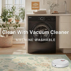 GENIMO 6x9 Area Rugs for Living Room, Machine Washable Non Slip Vintage Rugs, Low Pile Lightweight Chenille Print Rug for Bedroom, Dining Room, Home Office, Beige/Green