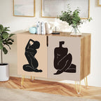 SIGNWIN Sideboard Buffet Cabinet, Kitchen Storage Cabinet with 2 Doors, Matisse Nude Dancer Exhibition Poster Vintage, Cupboard Console Table for Dining Room - 35" L x 18" W x 29" H