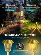 Solar Lights Outdoor Waterproof,4 Pack Gold Pathway Lights with 10-40 LM Dimmable Glass and Metal, Solar Powered Garden Decor for Yard,Patio,Pathway,Driveway Fall Decoration(Warm White)