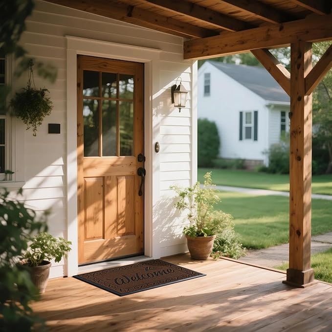 Yimobra Welcome Mat Outdoor Indoor, Waterproof Heavy Duty Front Door Mat Outside Entrance, Extra Sturdy Non-Slip Doormat, Low Profile, Dirt Trapping, 36x24 Inches, Coffee