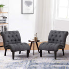 Yongqiang Upholstered Accent Chair for Bedroom Living Room Chairs Lounge Chair Armless Slipper Chair with Wood Legs Gray Fabric