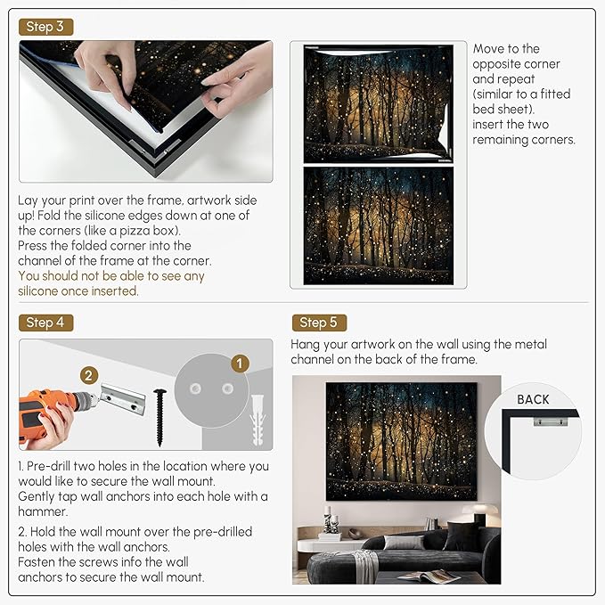 SIGNWIN 60"x72" Extra Large Framed Wall Art Magical Firefly Night Forest, Enchanted Woodland Scene for Home Living Room Bedroom Decor (Frame Assembly Required)