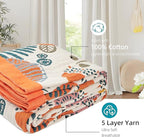 Boho Throw Blanket for Bed - 100% Pure Cotton Ultra Soft Rustic Quilt - Farmhouse Decor Bed Blankets, All Season Rustic Throw for Sofa Couch Chair(60"×80", Floral Print 2)