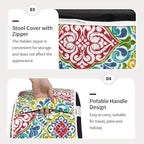 Inflatable Ottoman Stool D31 xH14 for Outdoor/Indoor Use, Water Repellent Patio Foot Rest Stool with Portable Handle,Round Pouf Ottoman Suitable for Garden,Deck and Camping - Damask Red