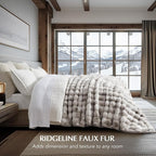 EVERGRACE Ultra Soft Luxury Fluffy Ridgeline Faux Rabbit Fur Throw Blanket, Thick Warm Bubble Throw for Bed, Cozy Plush Reversible Blankets for Couch, Chair, Sofa, Light Grey, 80x90 Inches, 870 GSM