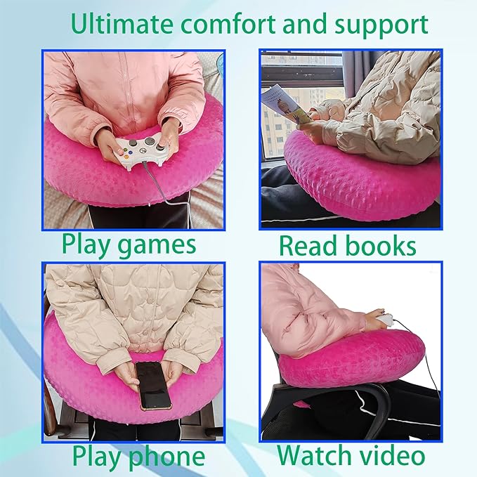 Professional Gaming Pillow for Lap; Arm Rest Pillow Gaming Lap Pillow with Crochet Support - Eliminate Pain in Gaming (Rose Red)