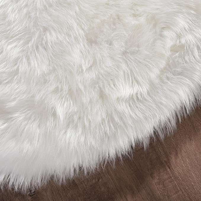 Goolela Round Rugs 6ft White Circle Rugs for Living Room Fluffy Round Rug Fuzzy Faux Fur Rug Washable Shag Rug Plush Throw Rug for Bedroom Large Rug Home Decor