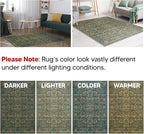 Keen Home Design 8x10 Rug - Machine Washable Area Rug with Non-Slip Backing, Ideal for Living Room, Dining Room, Bedroom - Vintage, Easy Clean, Durable, Low Pile Rug - (8' x 10')