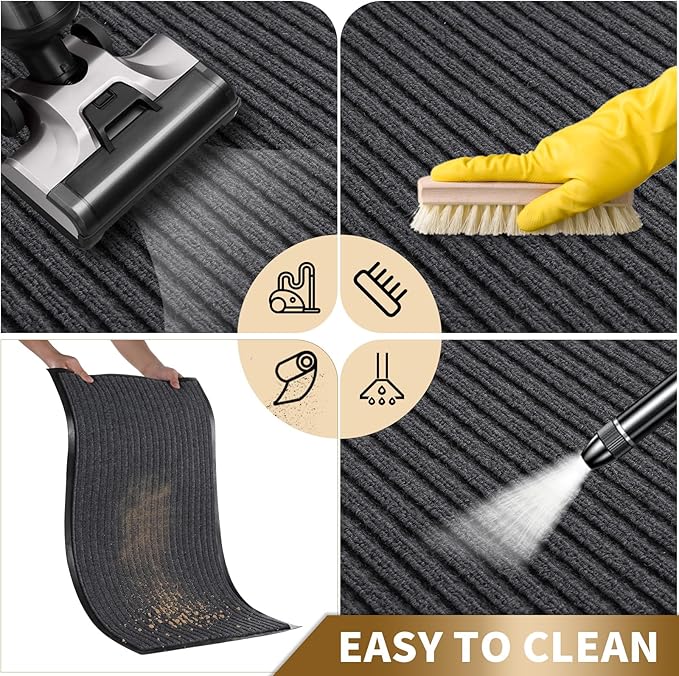 Yimobra Front Door Mat Outdoor Indoor Entrance, 100% Waterproof All-Season All Weather Doormat, Welcome Matt Outside Entry, Non Slip, Low Profile, Heavy Duty Patio Porch Floor Mats,47 x 32,Grey